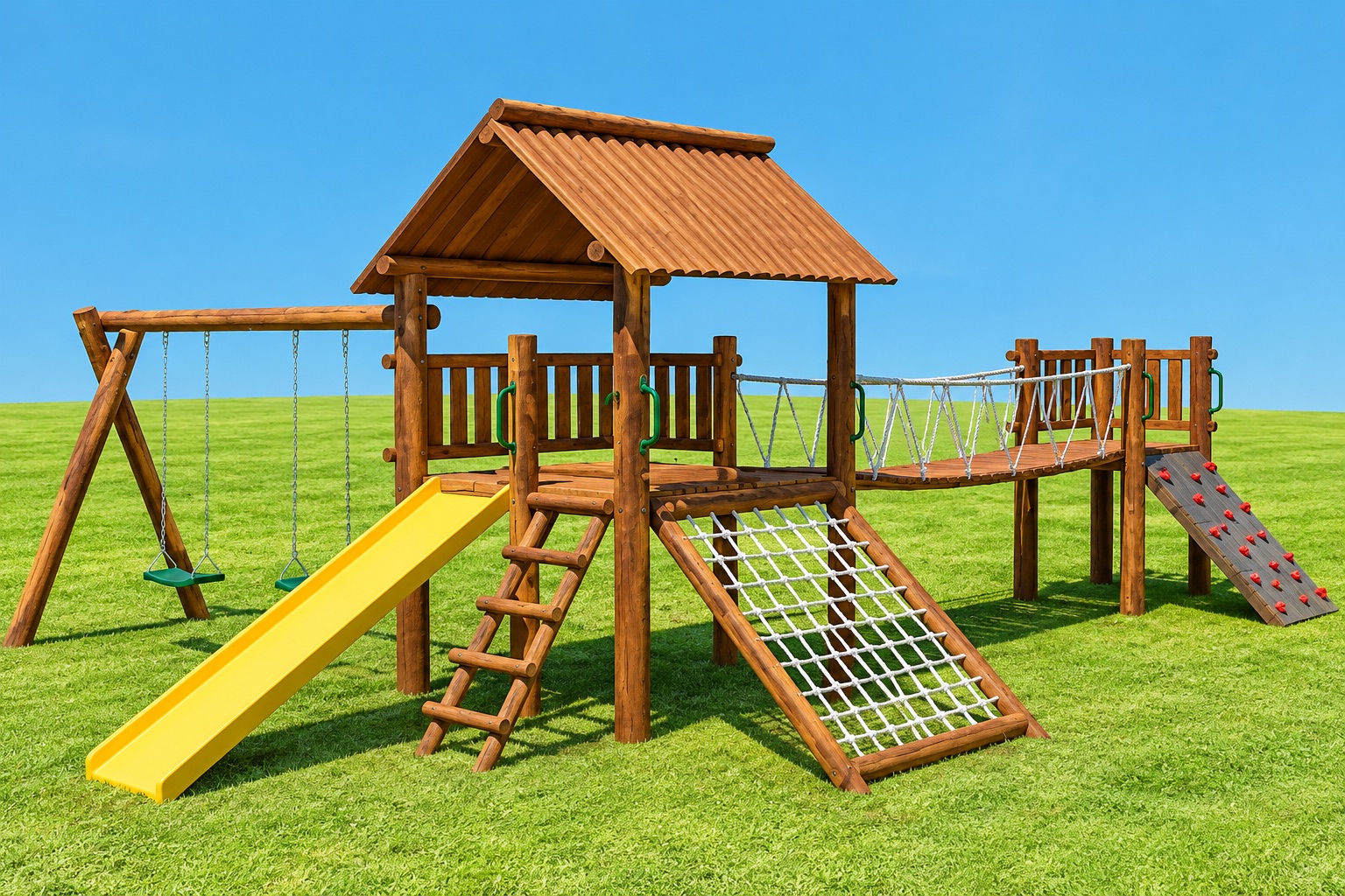 Casa Do Tarzan Com Ponte E Balanço Duplo - Playground De Tronco