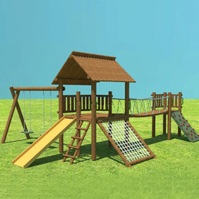 Fotografia oficial de Casa Do Tarzan Com Ponte E Balanço Duplo - Playground De Tronco