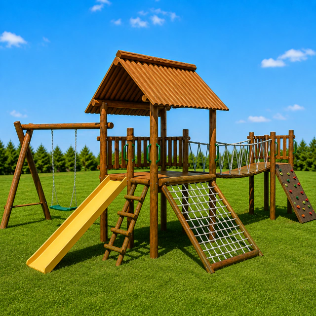 Casa Do Tarzan Com Ponte E Balanço - Playground De Tronco
