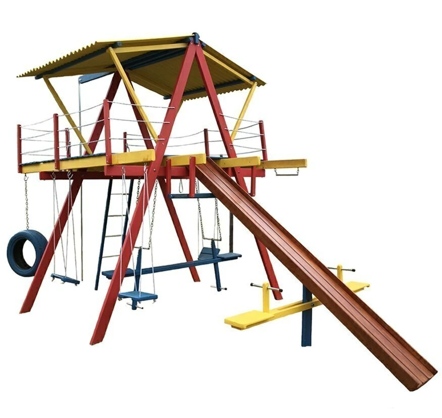 Fotografia oficial de Playground De Madeira Grande Com 14 Brinquedos - Cercado De Cordas